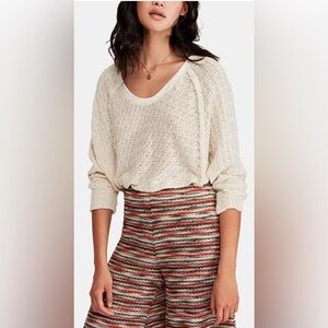 ⚡️We The Free/Free People Cream Dolman Gorgeous Scoop Neck Sweater Sz Large⚡️